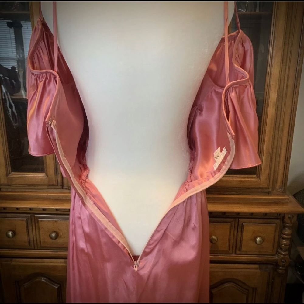 80s Pink Off-Shoulder Satin Dress, Sm - Picture 7 of 12